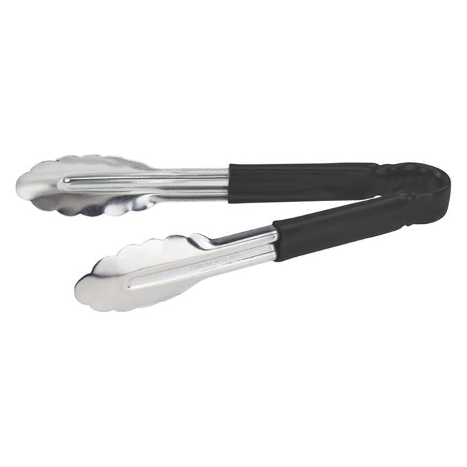 Winco 9" Utility Tongs for Cold Food, Black Handle
