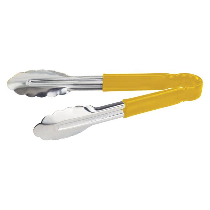 Winco 9" Utility Tongs for Cold Food, Yellow Handle