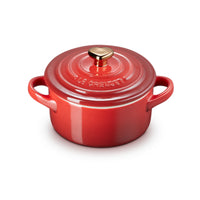 Le Creuset 0.25L Mini Round Cocotte, Cherry with Gold Heart Shaped Knob