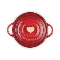 Le Creuset 0.25L Mini Round Cocotte, Cherry with Gold Heart Shaped Knob