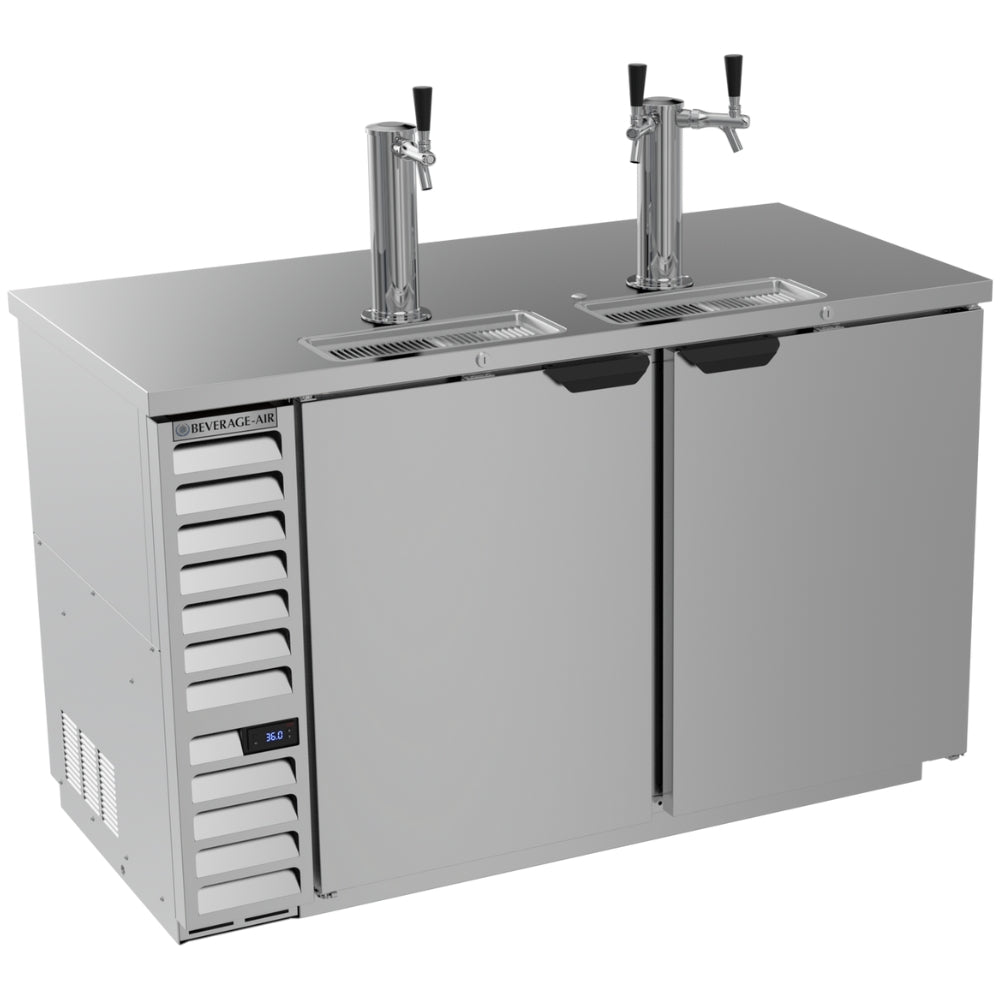 Beverage-Air 59" Direct Draw Dispenser 2 Taps & 2 Keg Capacity wit 2 Solid Doors, Stainless Steel Exterior