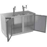 Beverage-Air 59" Direct Draw Dispenser 2 Taps & 2 Keg Capacity wit 2 Solid Doors, Stainless Steel Exterior