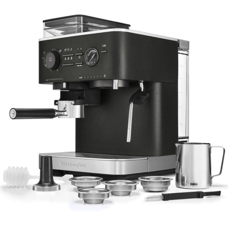 KitchenAid Semi Automatic Espresso Machine with Burr Grinder, Cast Iron Black