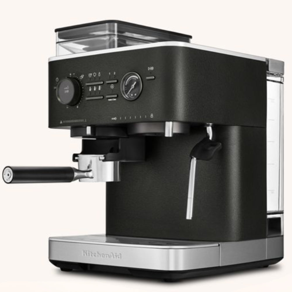 KitchenAid Semi Automatic Espresso Machine with Burr Grinder, Cast Iron Black