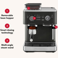 KitchenAid Semi Automatic Espresso Machine with Burr Grinder, Cast Iron Black