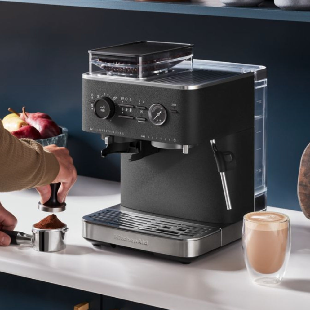 KitchenAid Semi Automatic Espresso Machine with Burr Grinder, Cast Iron Black