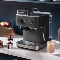 KitchenAid Semi Automatic Espresso Machine with Burr Grinder, Cast Iron Black