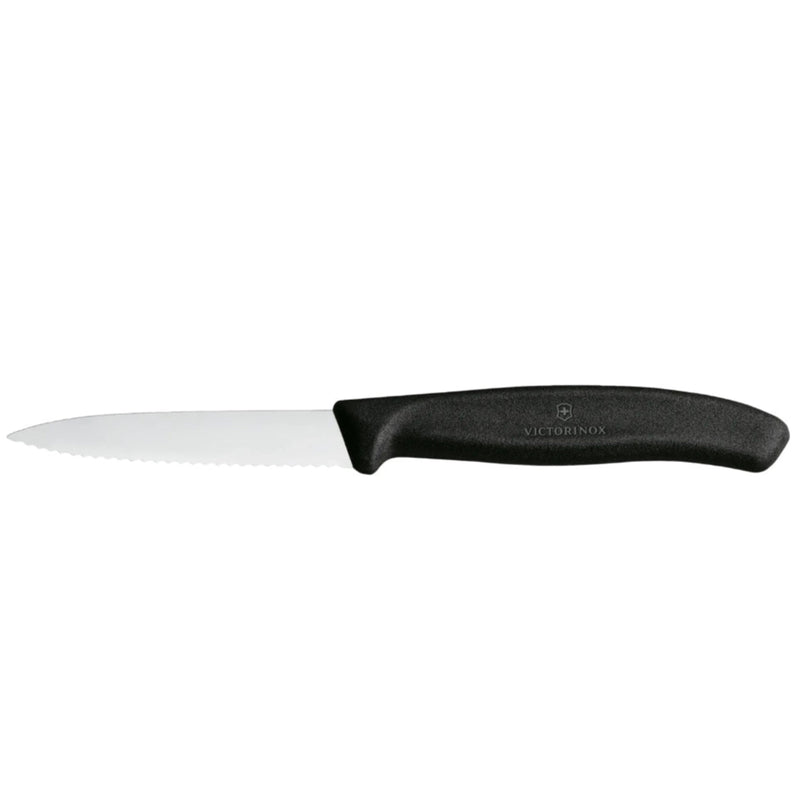Victorinox 3.25" Serrated Paring Knife, Black Handle