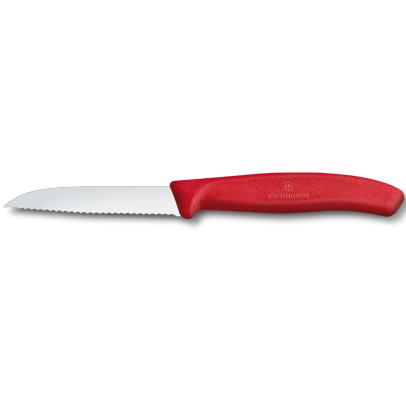 Victorinox 3.25" Paring Knife, Wavy Blade, Red Handle