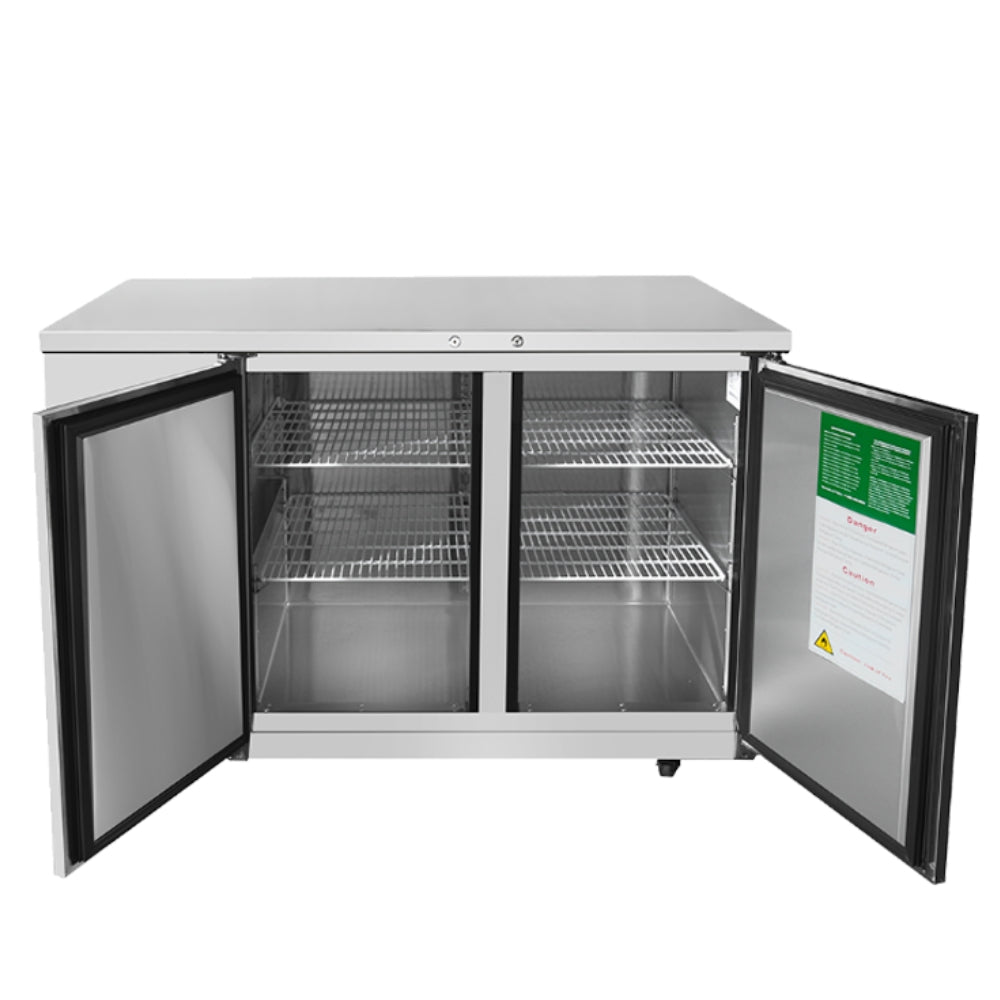 Atosa 57" Back Bar Refrigerator with 2 Solid Doors, Stainless Steel