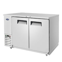 Atosa 57" Back Bar Refrigerator with 2 Solid Doors, Stainless Steel