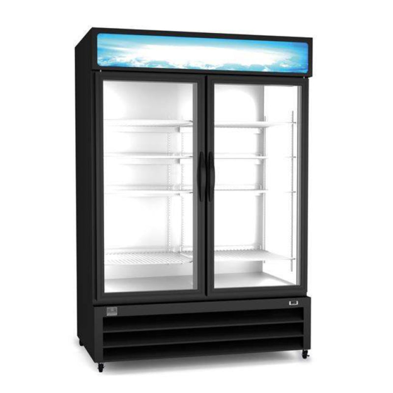 Kelvinator 54" Reach In Freezer with 2 Glass Doors, Black