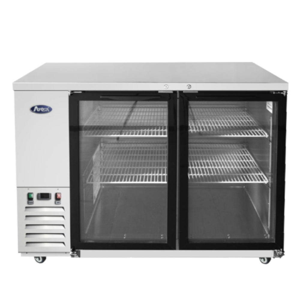 Atosa 48" Back Bar Refrigerator with 2 Glass Doors Stainless Steel, 115 Volts