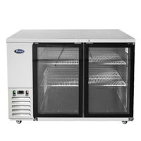 Atosa 48" Back Bar Refrigerator with 2 Glass Doors Stainless Steel, 115 Volts