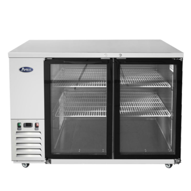 Atosa 48" Back Bar Refrigerator with 2 Glass Doors Stainless Steel, 115 Volts