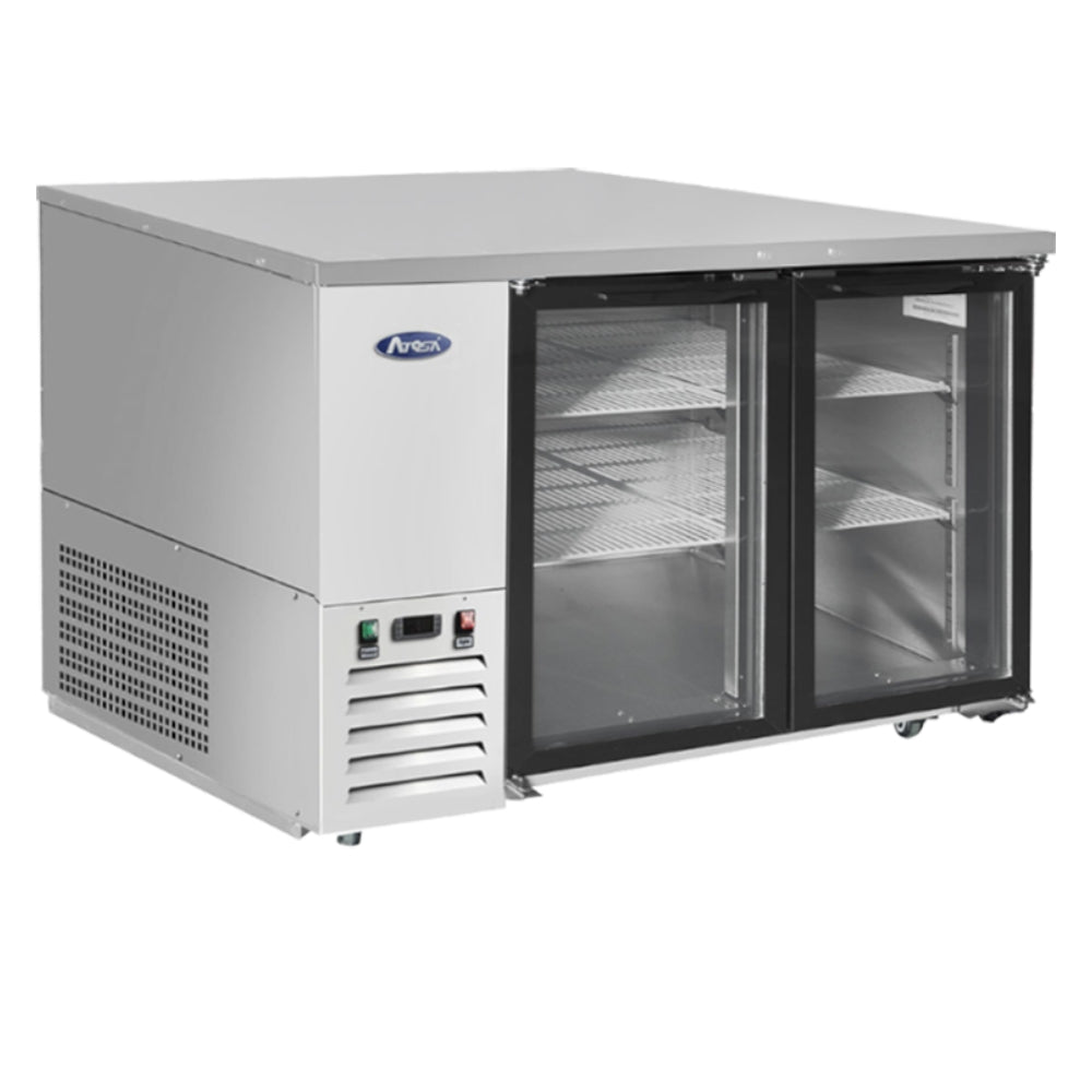 Atosa 48" Back Bar Refrigerator with 2 Glass Doors Stainless Steel, 115 Volts