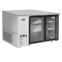 Atosa 48" Back Bar Refrigerator with 2 Glass Doors Stainless Steel, 115 Volts