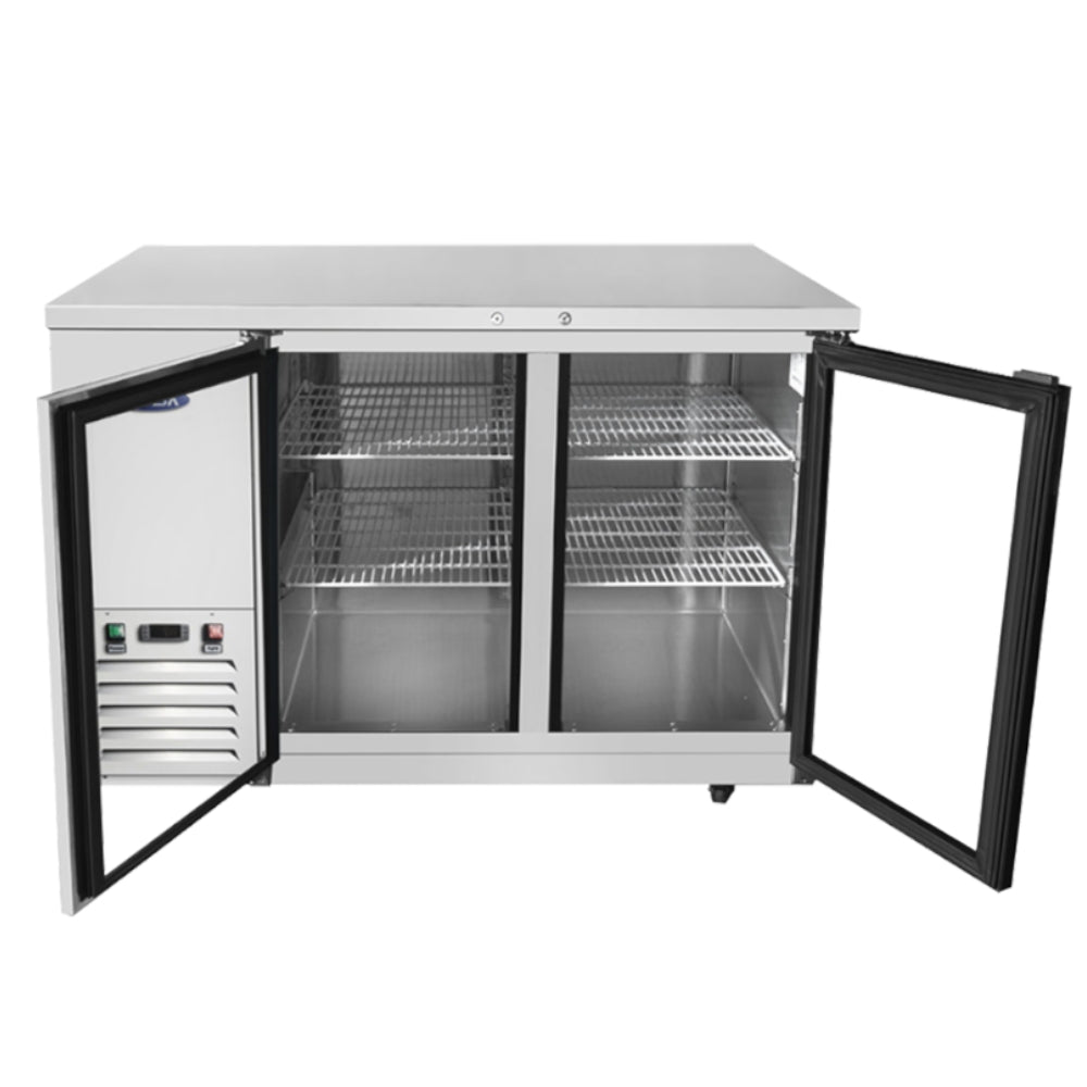 Atosa 48" Back Bar Refrigerator with 2 Glass Doors Stainless Steel, 115 Volts