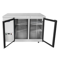 Atosa 48" Back Bar Refrigerator with 2 Glass Doors Stainless Steel, 115 Volts