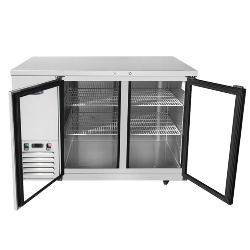 Atosa 48" Back Bar Refrigerator with 2 Glass Doors Stainless Steel, 115 Volts