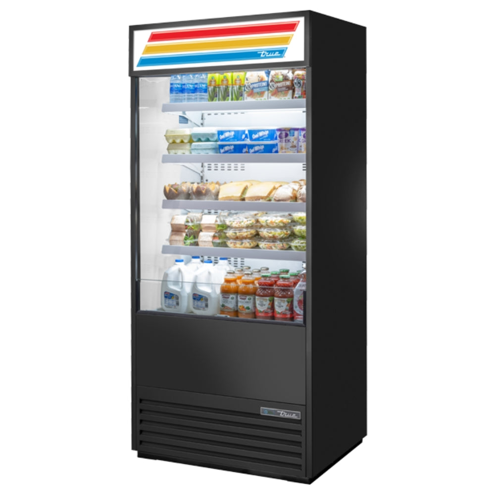 True 36"Refrigerated Vertical Open Air Curtain Merchandiser White Exterior - TOAM-36-HC~TSL01-WHITE