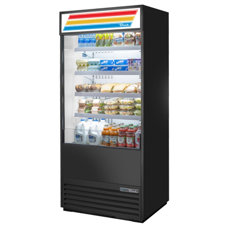 True 36"Refrigerated Vertical Open Air Curtain Merchandiser White Exterior - TOAM-36-HC~TSL01-WHITE