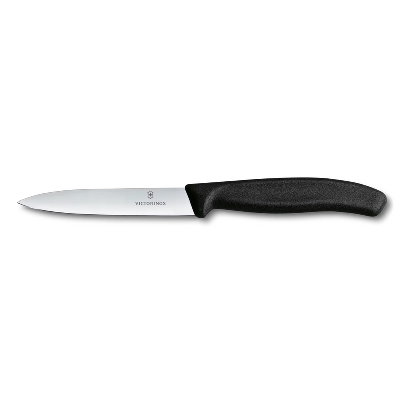 Victorinox 4" Spear Point Paring Knife, Black Handle