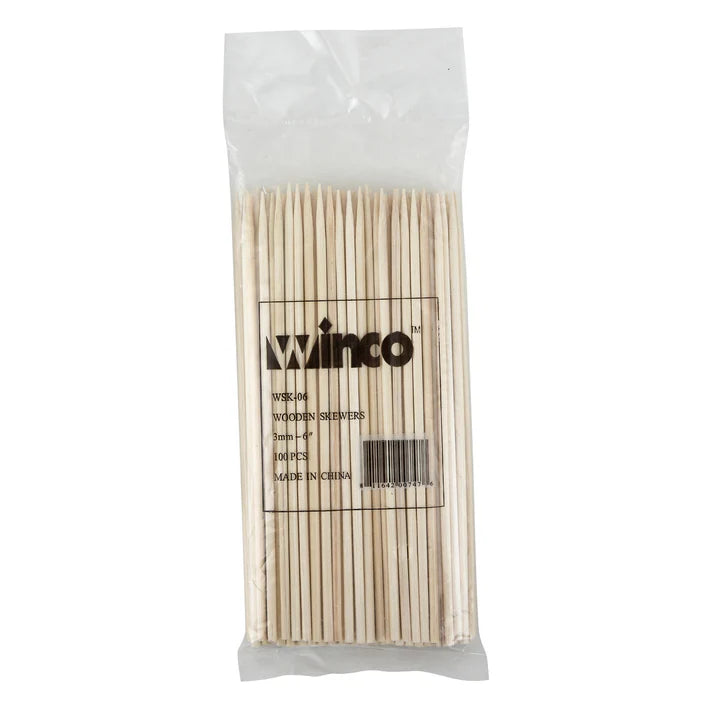 Winco 6" Bamboo Skewers, 100 /Pack