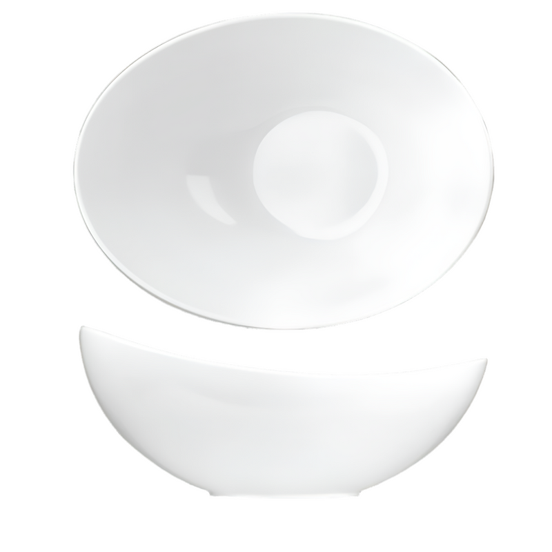 Churchill 158 Oz Moonstone Oval Bowl, White Alchemy