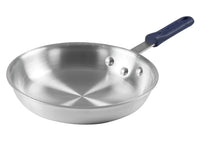 Winco Gladiator 10" Fry Pan with Blue Silicone Sleeve, Aluminum, Natural Finish