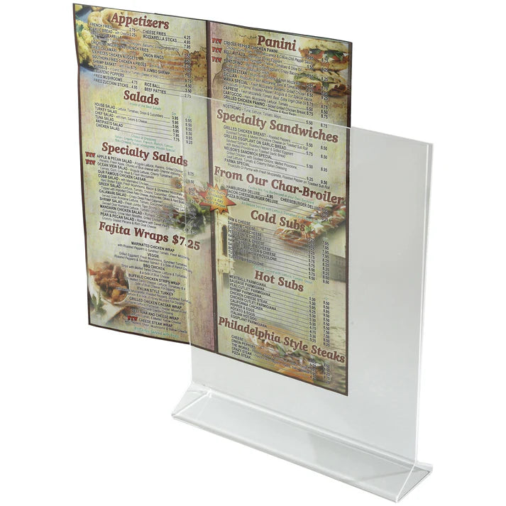 Winco Double Sided Menu Stand, Clear, 8" x 11" - ATCH-811