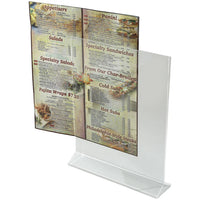 Winco Double Sided Menu Stand, Clear, 8" x 11" - ATCH-811