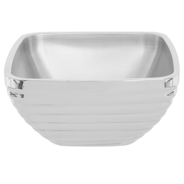Vollrath 5.2 Qt Double Wall Square Beehive Serving Bowl, Stainless Steel
