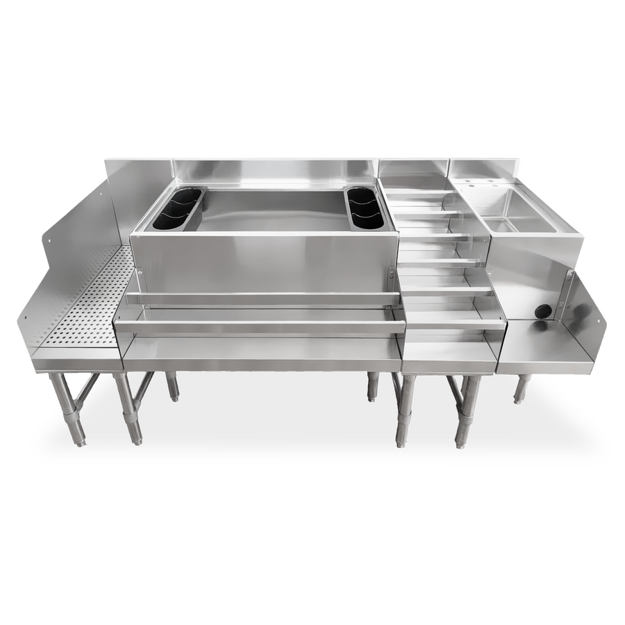 Nella 36" Underbar Ice Bin with 3″ Backsplash and 2 Holders, Stainless Steel
