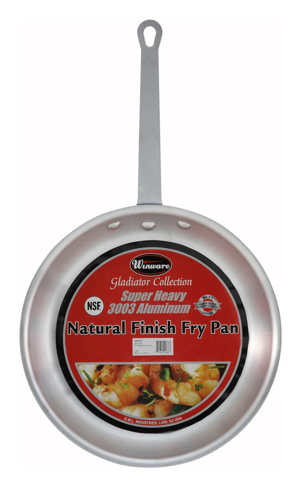Winco 14" Aluminum Fry Pan with Natural Finish