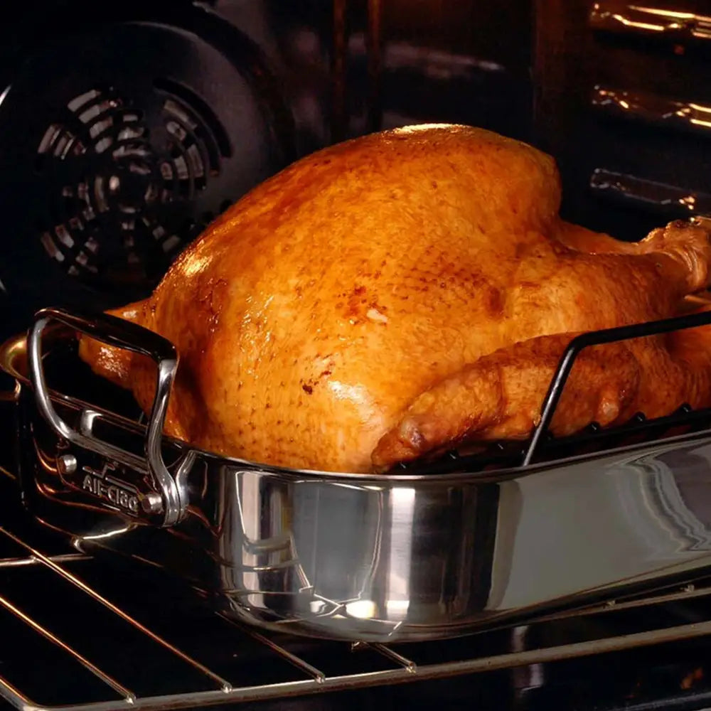 All-Clad 13 x 16 inch Large Stainless Steel Roaster with Rack