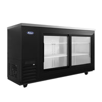 Atosa 68" Back Bar Refrigerator with 2 Glass Doors, Black Exterior