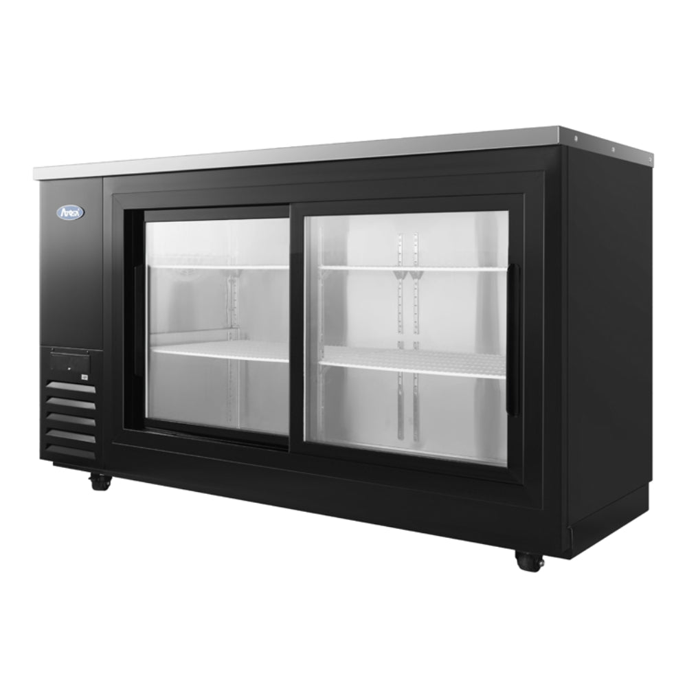 Atosa 68" Back Bar Refrigerator with 2 Glass Doors, Black Exterior