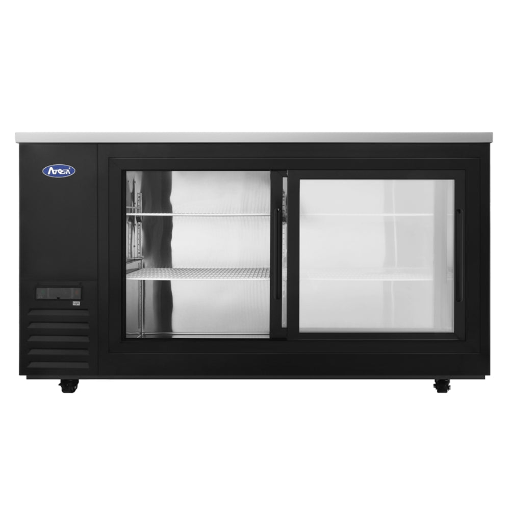 Atosa 68" Back Bar Refrigerator with 2 Glass Doors, Black Exterior