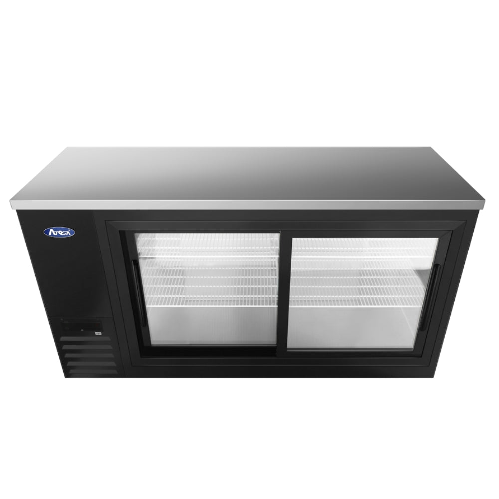 Atosa 68" Back Bar Refrigerator with 2 Glass Doors, Black Exterior
