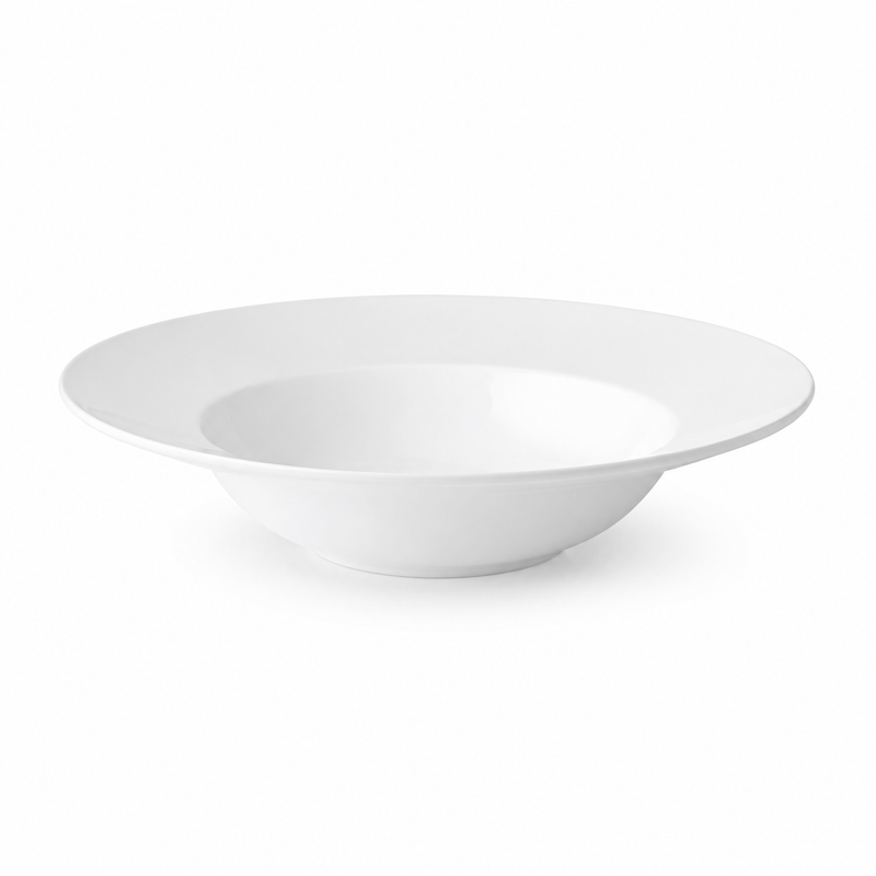 Anton Black 12" Deep Winged Pasta Plate, White  6 /Case