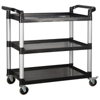 Winco Three Tier Utility Cart, Black, 40.75” x 19.5” x 37.375”