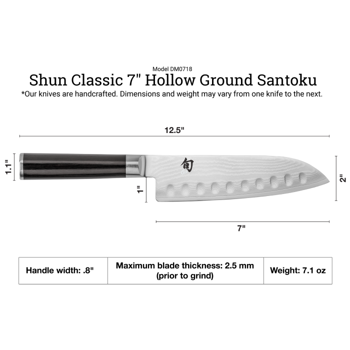 Shun Classic 7" Hollow Ground Santoku Knife