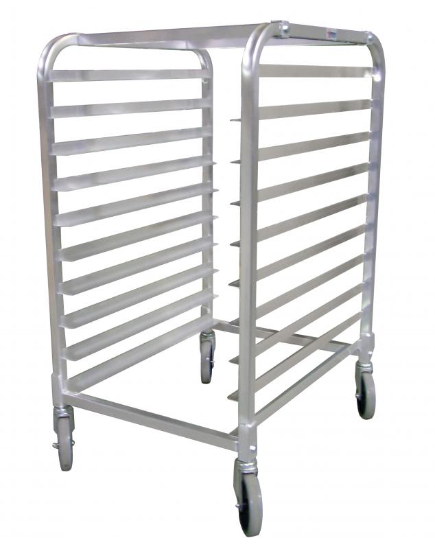 Nella 10 Tier Half Size Aluminum Round Top Pan Rack, 3" Spacing, 26” x 21” x 38”