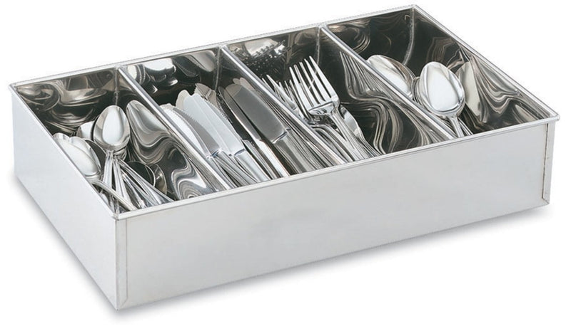 Vollrath Heavy Duty 4-Compartment Cutlery Bin, Stainless Steel, 17" x 10.25" x 3.75"