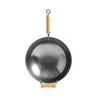 Winco 14" Carbon Steel Joyce Chen Wok With Birch Handles, Round Bottonm