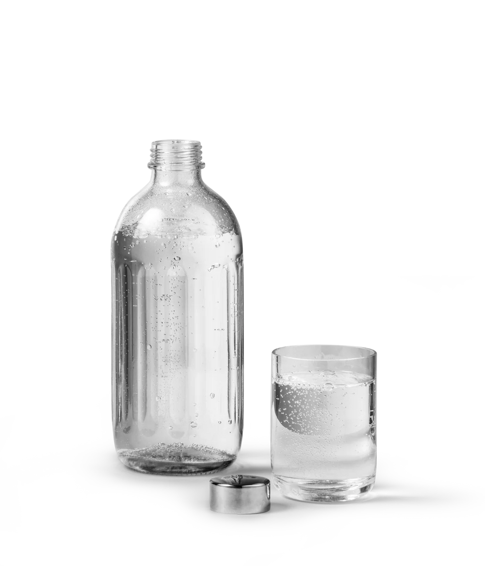 Aarke 800ml Glass Water Bottle, Stainless Steel Cap