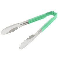 Vollrath 9.5" Utility Tongs, Green Handle