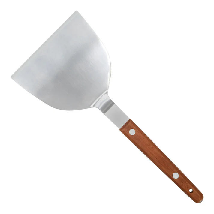 Winco Teppanyaki Turner, 4"X 3-1/2" Blade, Offset Wooden Handle
