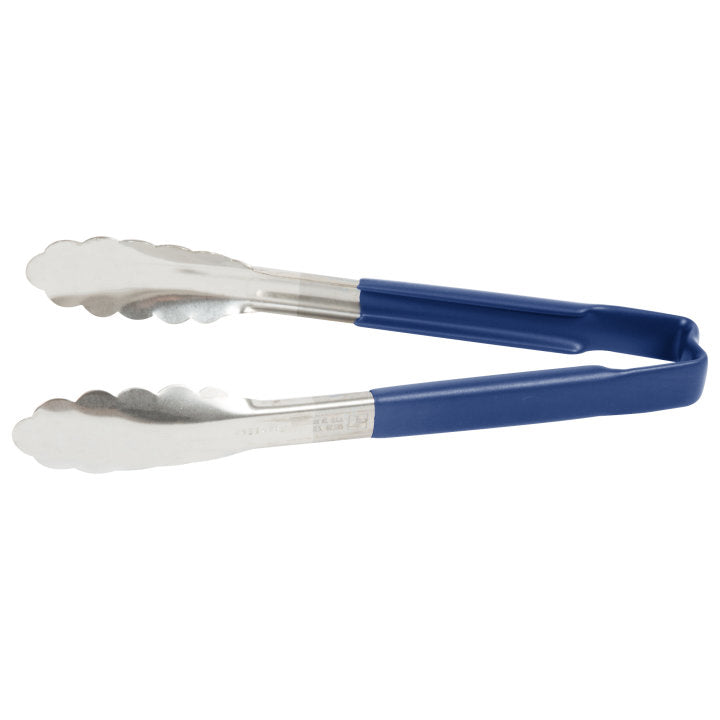 Vollrath 9.5" Scalloped Utility Tongs, Black Handed